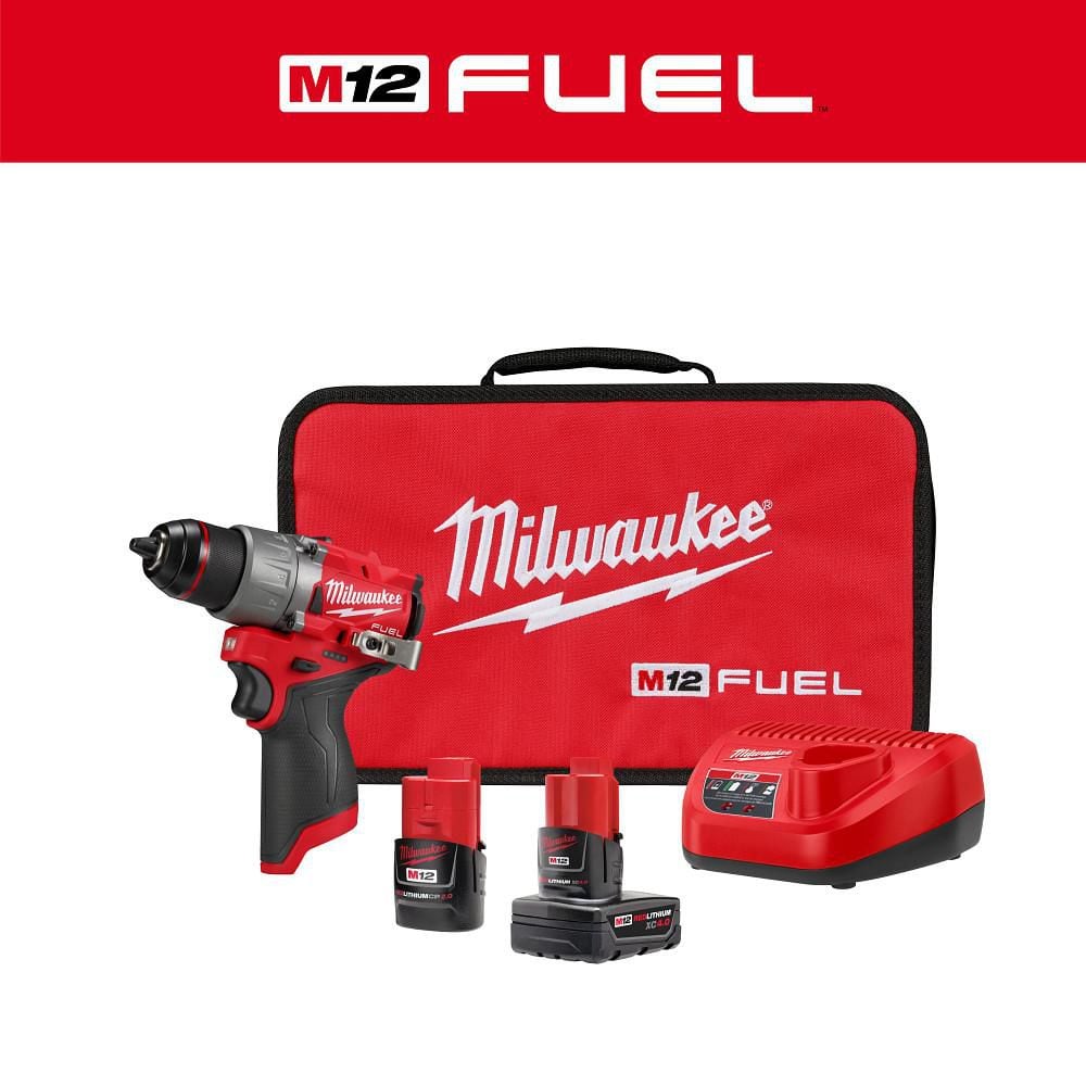 Milwaukee M12 FUEL 12V Lithium-Ion Brushless Cordless 1/2 in. Drill Driver Kit with 4.0Ah and 2.0Ah Battery and Soft Case 3403-22