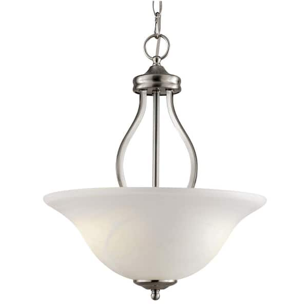 Bel Air Lighting 3-Light Brushed Nickel Pendant with Marbleized Glass