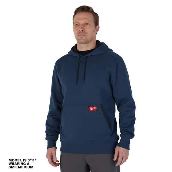 Men's 2X-Large Blue Midweight Cotton/Polyester Long-Sleeve Pullover Hoodie