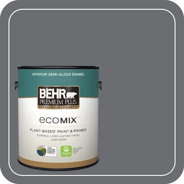 1 gal. #PPF-49 Platinum Gray Semi-Gloss Enamel EcoMix Plant-Based Interior Paint & Primer