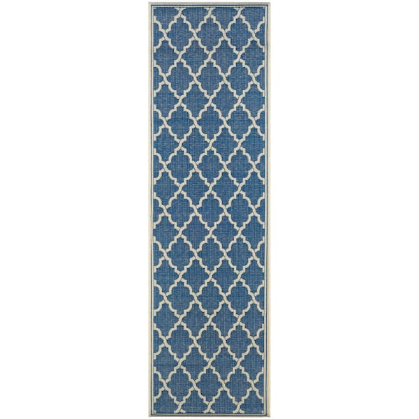 Couristan Monaco Ocean Port Azure-Sand 2 ft. x 12 ft. Indoor/Outdoor Runner Rug