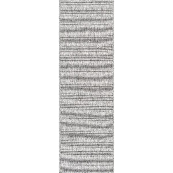 Beverly Rug Royal Easy Jute Grey 2 ft. x 7 ft.. Solid Indoor Outdoor Area Rug