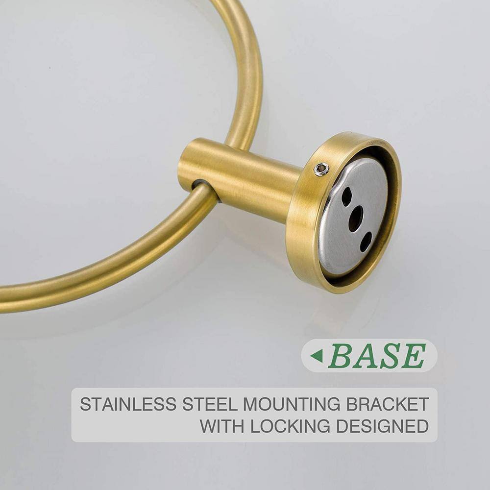 Brushed Gold Stainless Steel Wall Mounted Towel Ring Set
