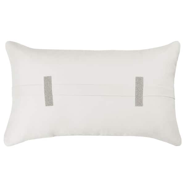 Unbranded Blanchard Ivory Polyester Solid Quilted Boudoir Decorative 12 in. L x 20 in. W Throw Pillow
