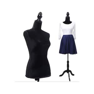 Black Female Pinnable Mannequin Body Torso with Tripod Base Stand