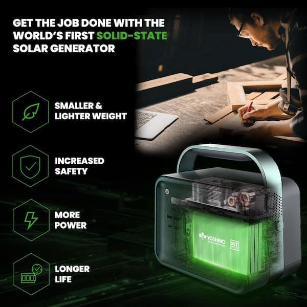 YOSHINO Solid-State Solar Battery Generator 330W (241Wh) Push-Button Start  with 100W Portable Solar Panel, for Home, Camping K3SP11 - The Home Depot