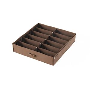 27 in. x 5 in. 12-Pair Brown base with a clear cover Nylon Underbed Shoe Storage