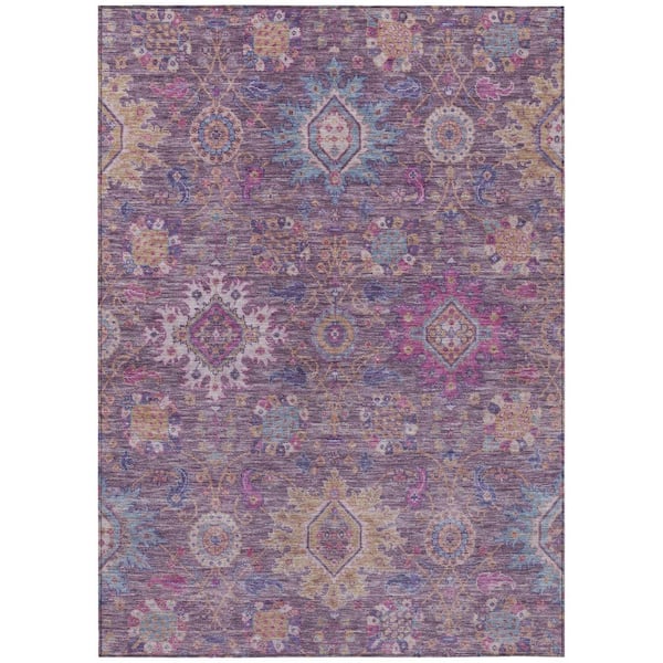 Chantille Machine Washable Indoor/Outdoor Abstract ACN2151 Eggplant 2 ft. 6 in. x 3 ft. 10 in. Area Rug