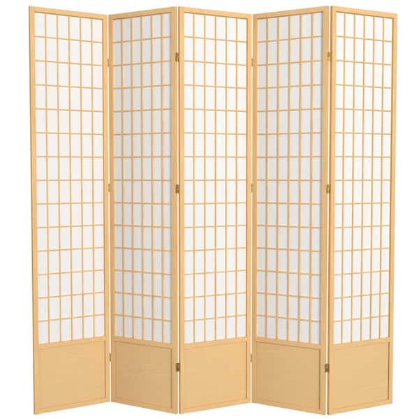 RED LANTERN 7 ft. Natural 5-Panel Room Divider