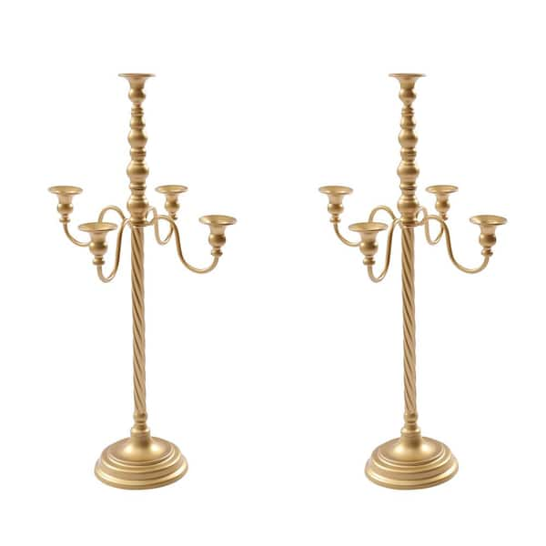 YIYIBYUS 5-Arms Candelabra 29.5 in. Tall Gold Metal Wedding Centerpieces Candlestick  Holder Table Party Home Decor OT-HSYXF-1885 - The Home Depot