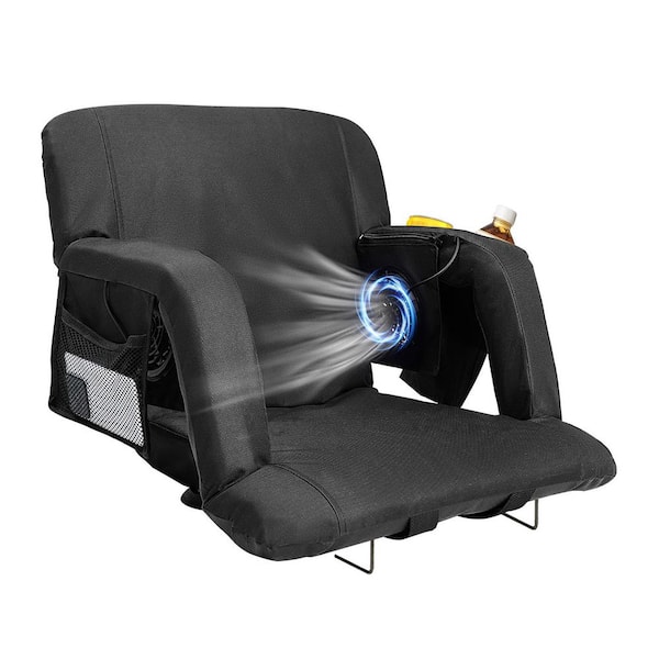 Stadium Seat with Fans Foldable Stadium Seat w/ Back Support Cooling Seat 2-Fans, 5-Cooling Speed, Battery NOT Included