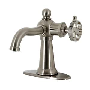 Webb Single-Handle Single Hole Bathroom Faucet with Push Pop-Up and Deck Plate in Brushed Nickel