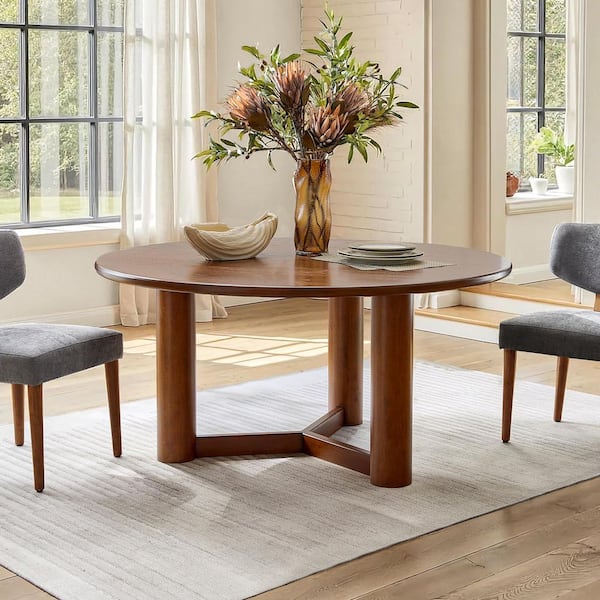 JAYDEN CREATION Jacinto Farmhouse Walnut Solid Wood 60 in