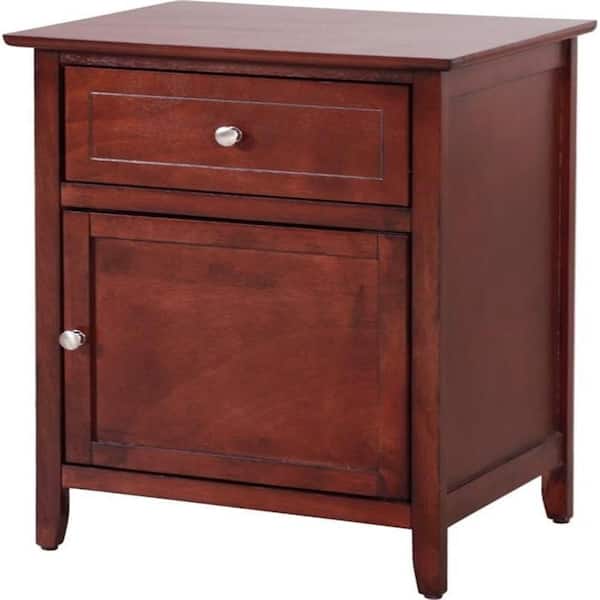 Red Finish, 1 Drawer Nightstand