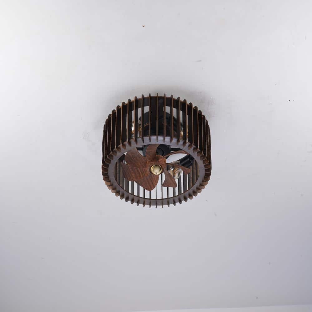 19.7 in. Wood Semicircle Modern Flush Mount Ceiling Fan with Remote Control Quiet DC Motor price history on PriceWatchPro