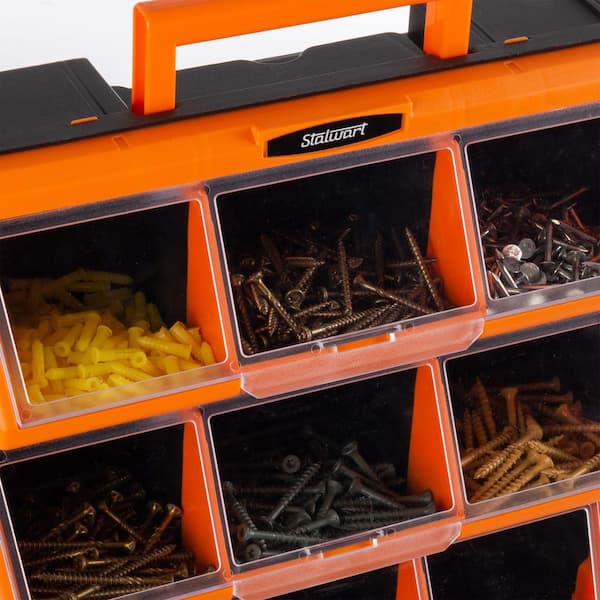 Stalwart 14.25 in. Plastic Storage Drawers - 12-Bin Screw