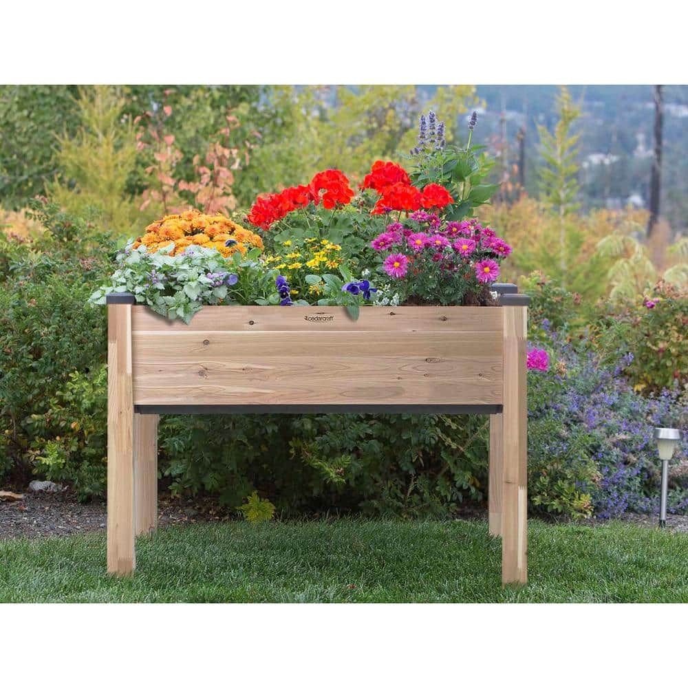 Large Natural Cedar Self-Watering Elevated Planter