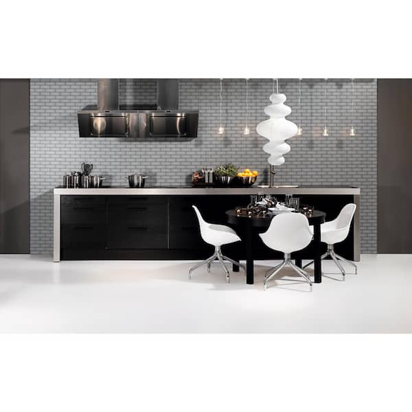 Take Home Tile Sample - Ice Bevel Subway 4 in. x 4 in. Glossy Glass Mesh-Mounted Mosaic Wall Tile