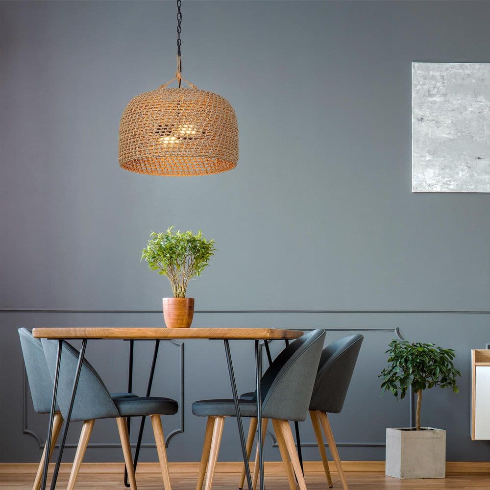 Hampton Bay Summerpoint 120-Watt 2-Light Black Shaded Pendant