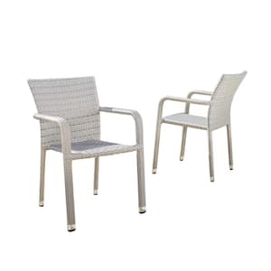 Dover Chateau Grey Stackable Aluminum Outdoor Patio Dining Chair (2-Pack)