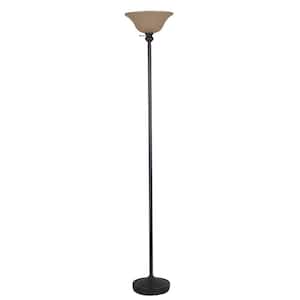 71.25 in. Oil Rubbed Bronze Floor Lamp with Tinted Plastic Shade