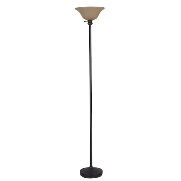 Alsy 71.25 in. Oil Rubbed Bronze Floor Lamp with Tinted Plastic Shade