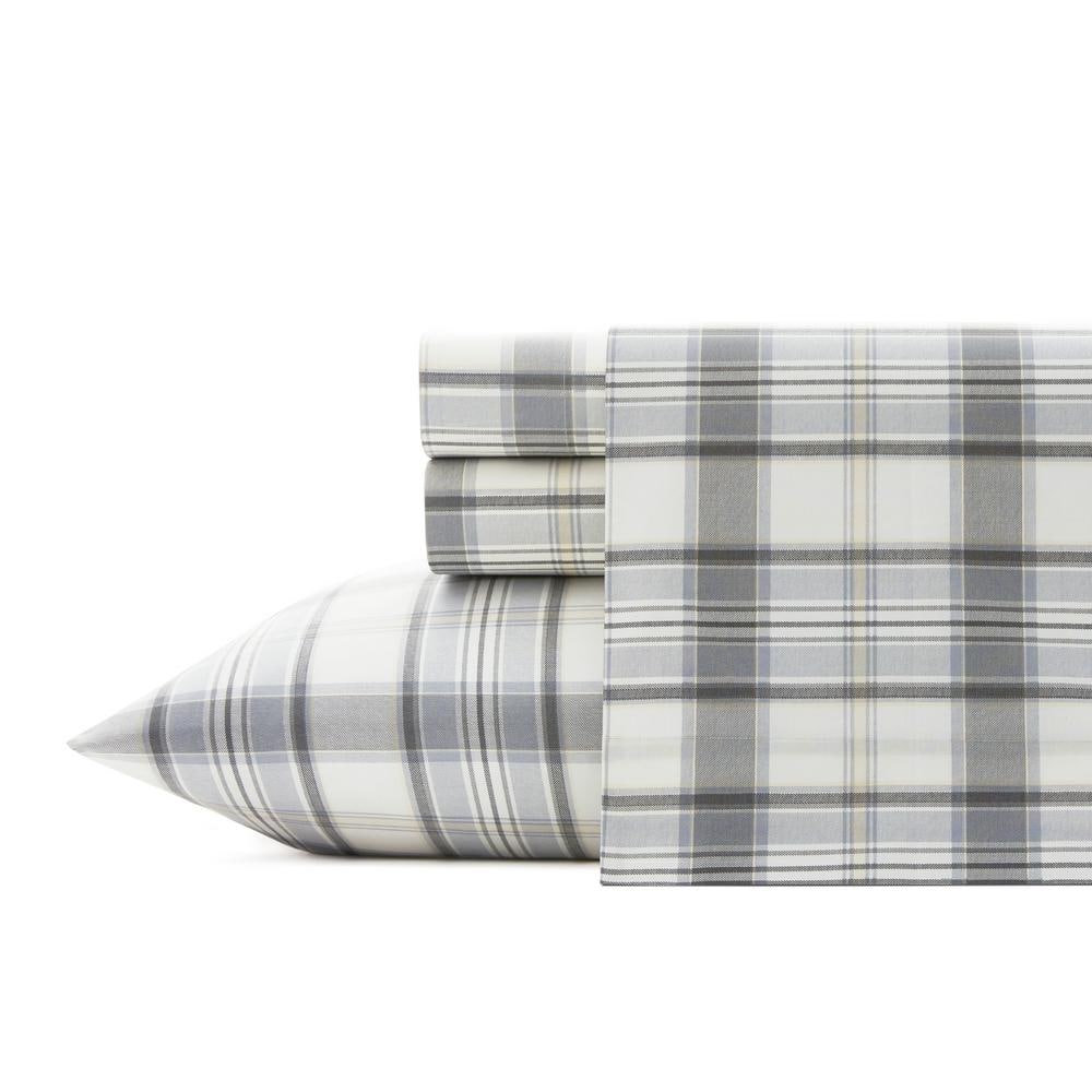 Eddie Bauer Chinook Plaid 4Piece Beige 200Thread Count Cotton Percale
