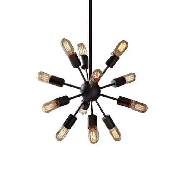 Warehouse of Tiffany Herrick 9 in. 12-Light Indoor Brown Pendant Lamp with Light Kit