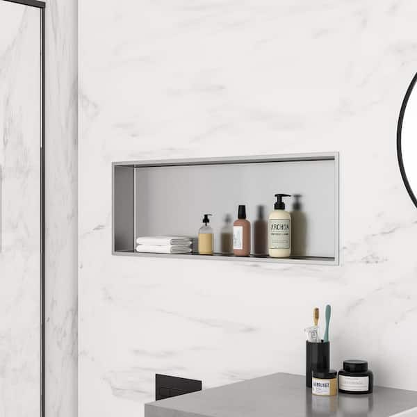 Sarlai 36 in. W x 3.94 in. H x 12 in. D Stainless Steel Shower Niche Set of 1 Piece in Brushed