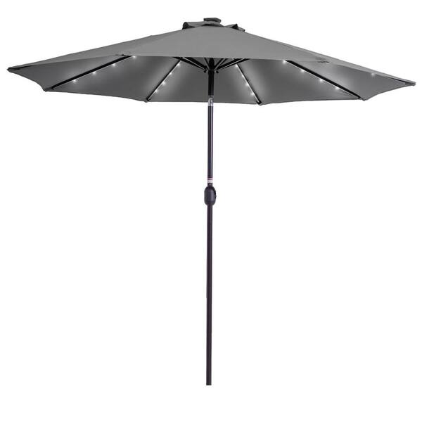 Unbranded 9 ft. Outdoor Market Patio Umbrella Table Umbrella with Crank and Push Button Till in Grey, Base Not Included