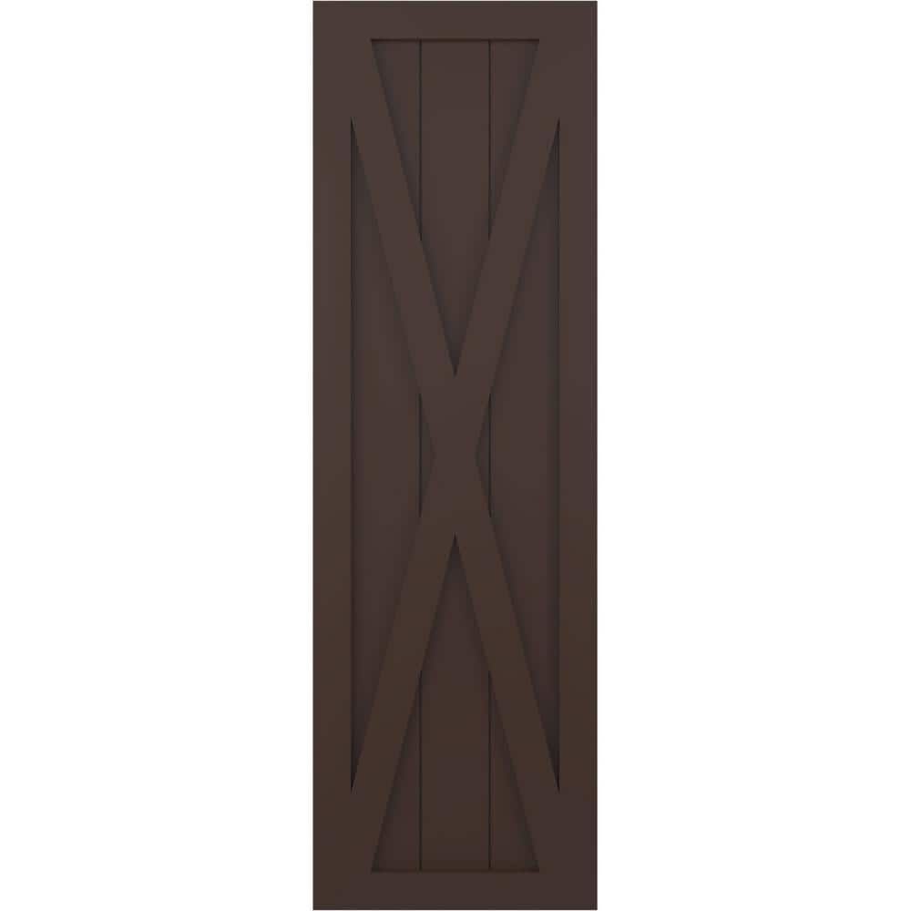 15 in. x 25 in. True Fit PVC Single X-Board Farmhouse Fixed Mount Board and Batten Shutters, Raisin Brown (Per Pair) price history on PriceWatchPro