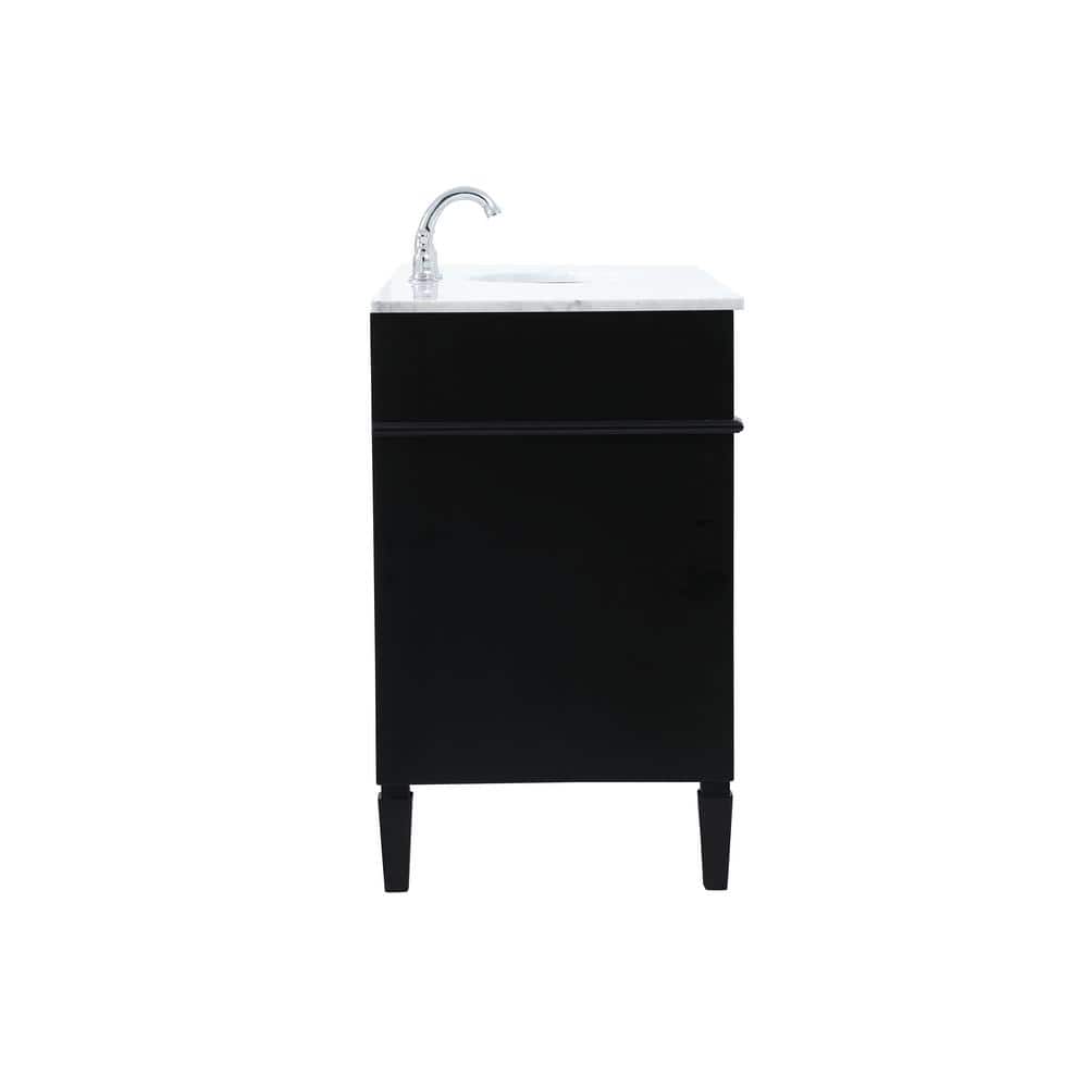 Park Avenue 60" Black Solid Wood Marble Single Bathroom Vanity