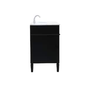 Timeless Home 60 in. W Single Bath Vanity in Black with Marble Vanity Top in Carrara with White Basin