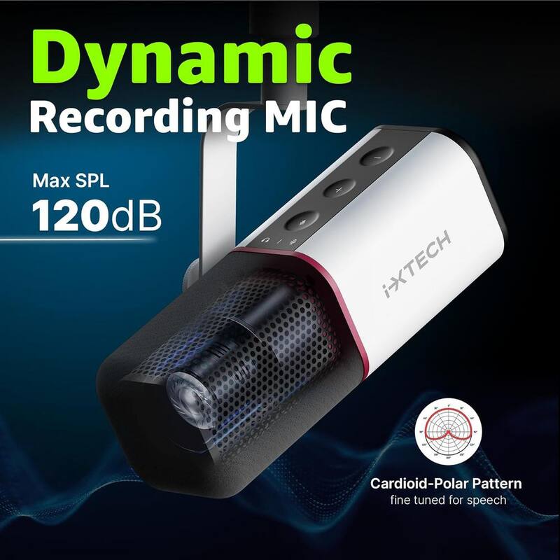 USB/XLR Dynamic Microphone with Mic Cover for Podcasting, Streaming, Recording, Gaming and Voice-Over White