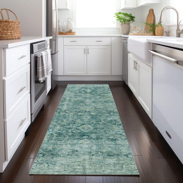Chantille Machine Washable Indoor/Outdoor Abstract ACN1773 Teal 2 ft. 3 in. x 7 ft. 6 in. Runner Rug