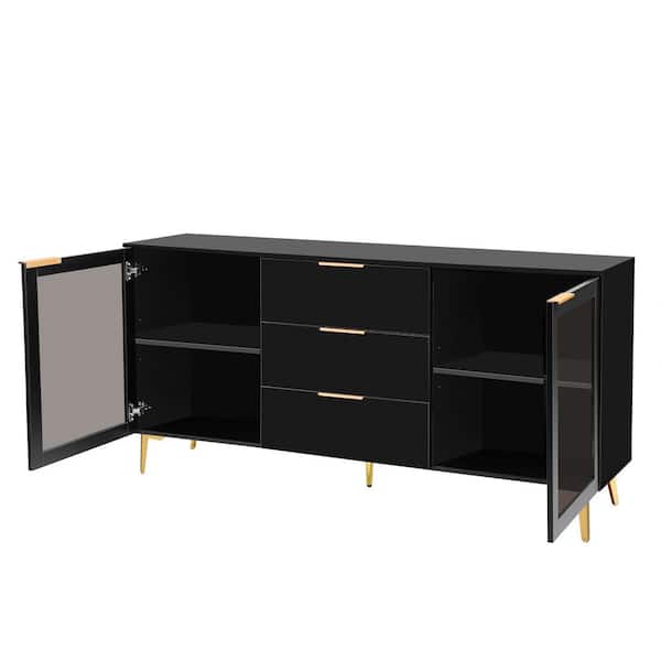 Unbranded 63 in. W x 15.7 in. D x 32.3 in. H Bathroom Black Linen Cabinet