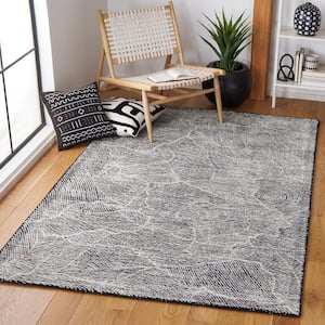 Metro Black/Ivory 5 ft. x 8 ft. Solid Color Abstract Area Rug