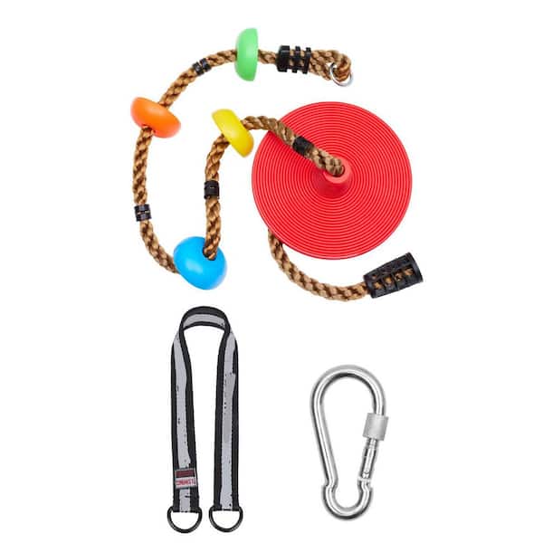 Multicolor Swing with Red Disc Seat and Platforms - Outdoor