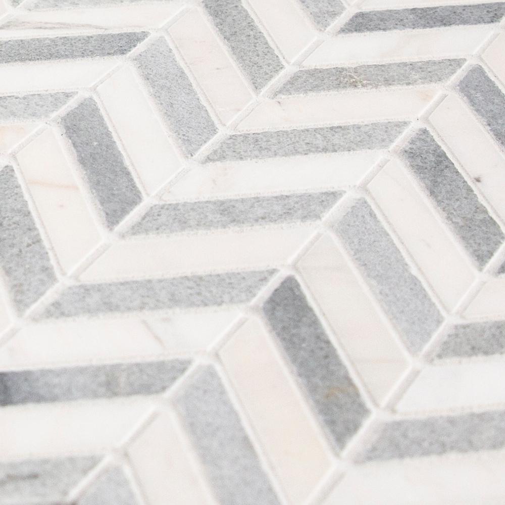 Jeffrey Court Jetwing White/Grey 10.75 in. x 11.875 in. Chevron