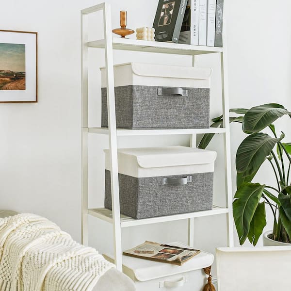 Unbranded Gray 16 in. x 10 in. Cardboard Decorative Basket Set of 2