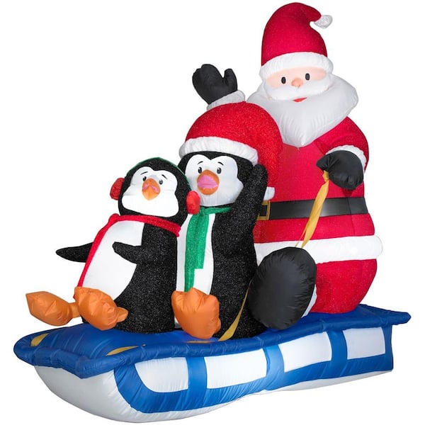 Gemmy Airblown 5 ft. Inflatable Lighted Sled Scene 83844 - The Home Depot