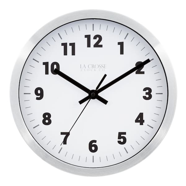 La Crosse Technology 10 in. Round Silver Metal Analog Wall Clock with White Dial