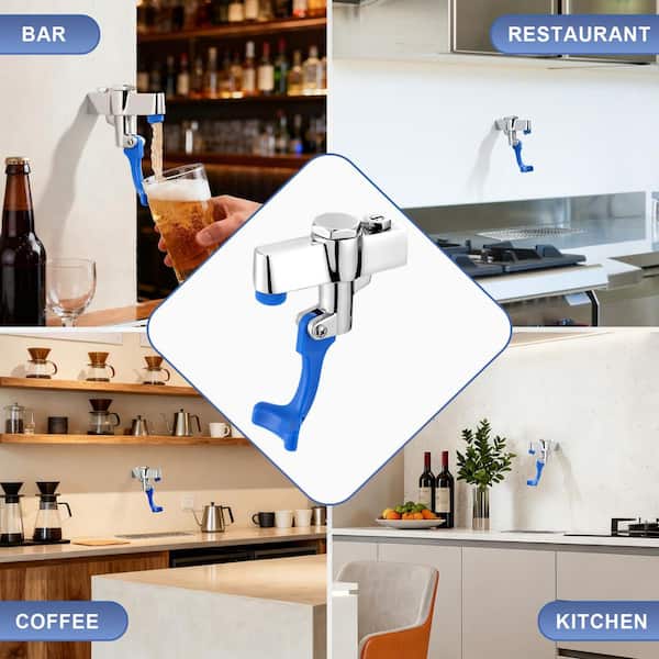 External Thread Wall Mount Commercial Pot Filler Push Back Glass Filler Faucet, for Bar, Diner, Cafe, in Polished Chrome