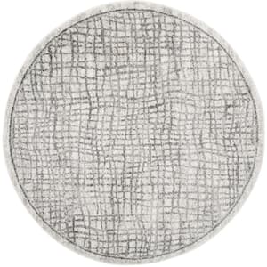 Adirondack Silver/Ivory 6 ft. x 6 ft. Round Abstract Area Rug