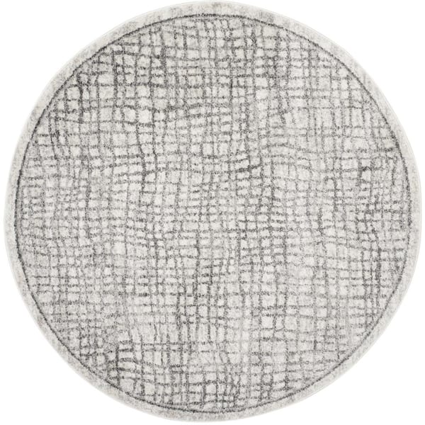 SAFAVIEH Adirondack Silver/Ivory 6 ft. x 6 ft. Round Abstract Area Rug