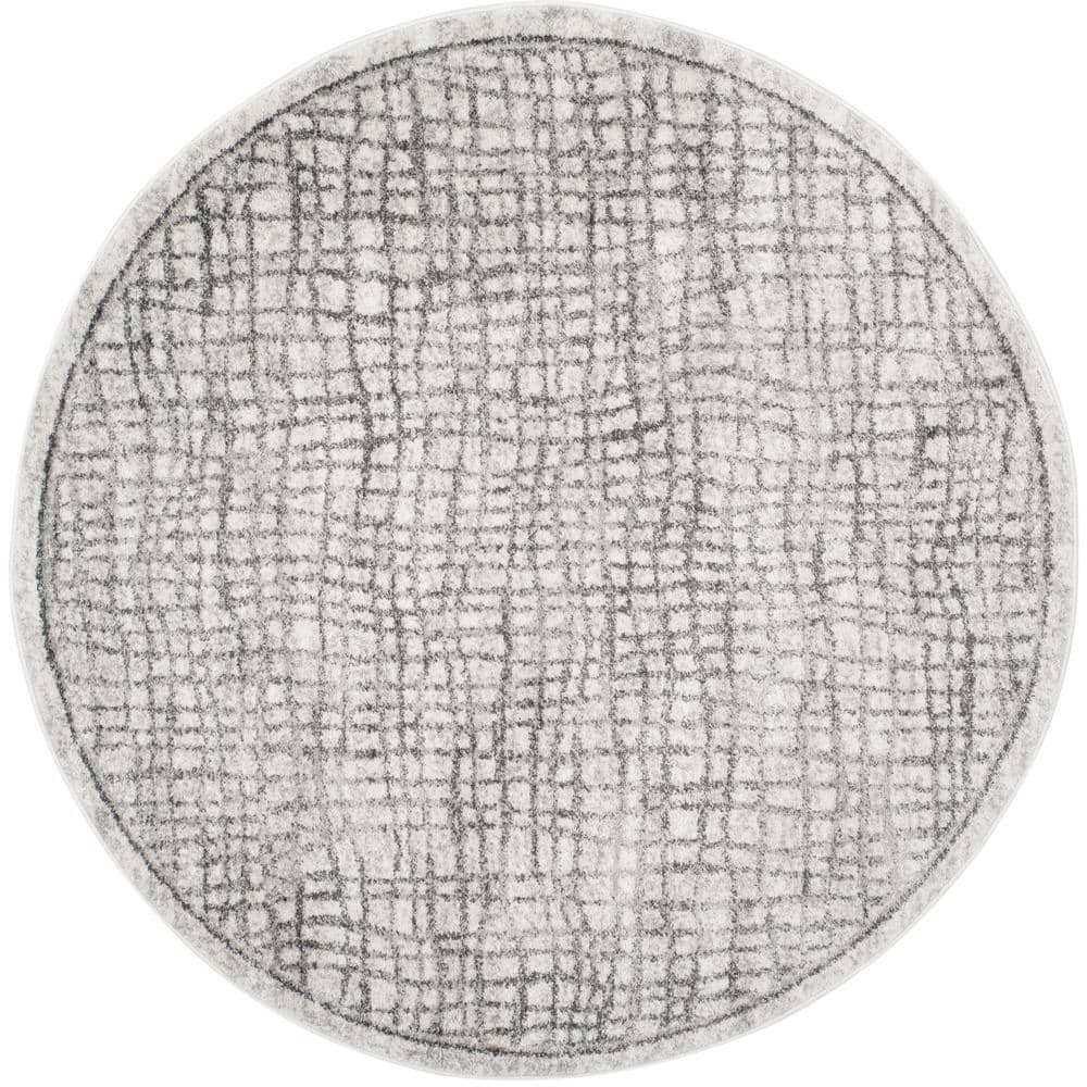 Adirondack Silver/Ivory 8 ft. x 8 ft. Round Abstract Area Rug price history on PriceWatchPro