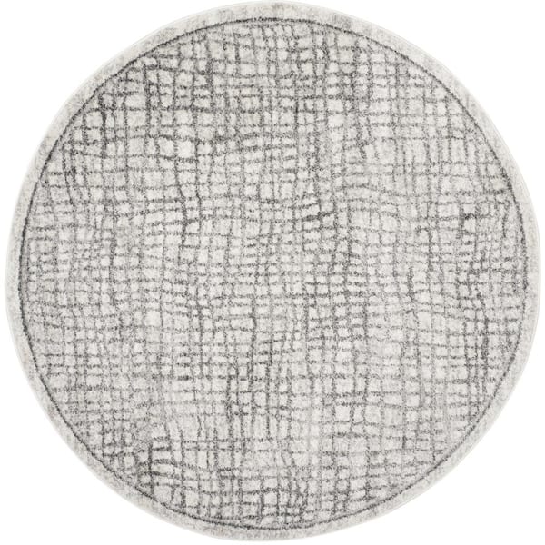 SAFAVIEH Adirondack Silver/Ivory 8 ft. x 8 ft. Round Abstract Area Rug