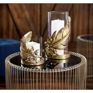 Litton Lane Gold Mango Wood Turned Style Pillar Candle Holder (Set of 3)  041114 - The Home Depot
