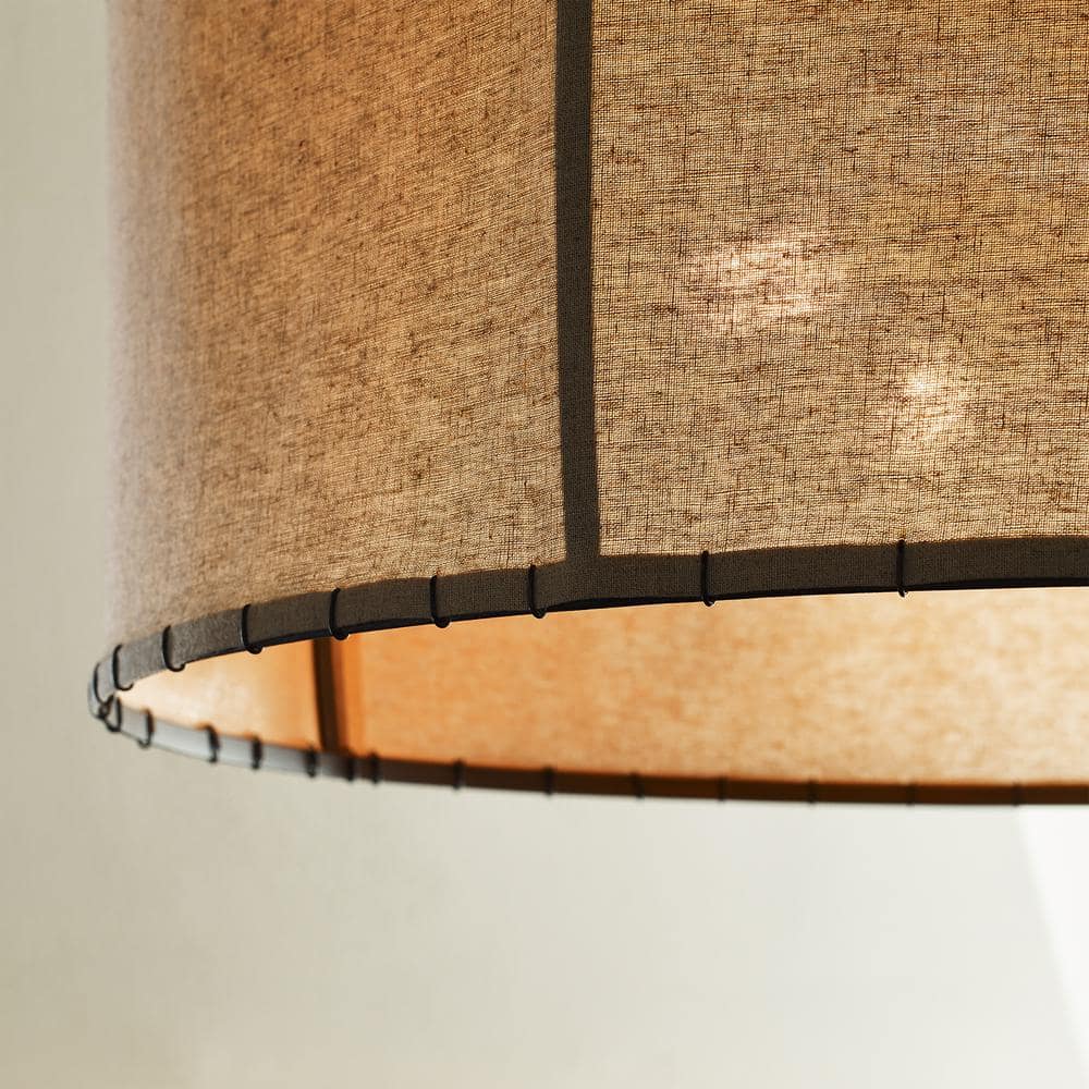 Ellen DeGeneres Aged Iron 34" Drum Pendant with Linen Shade