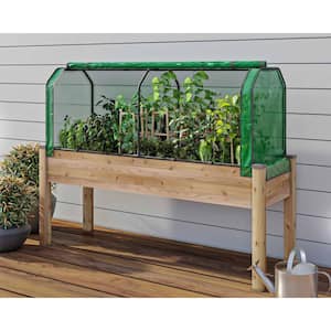 23 in. x 72 in. x 30 in. Elevated Cedar Planter, Greenhouse and Bug Cover